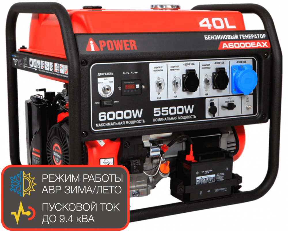 Портативный бензиновый генератор A-iPower A6000EAX