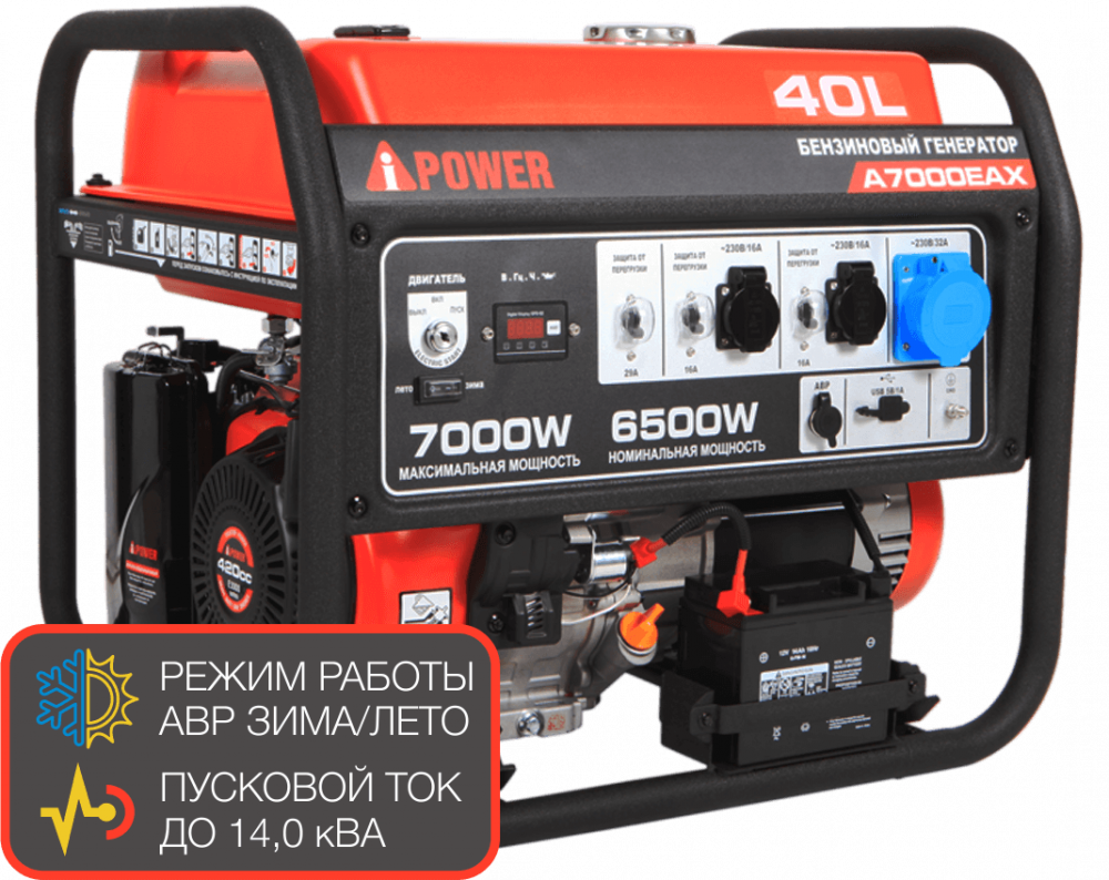 Портативный бензиновый генератор A-iPower A7000EAX